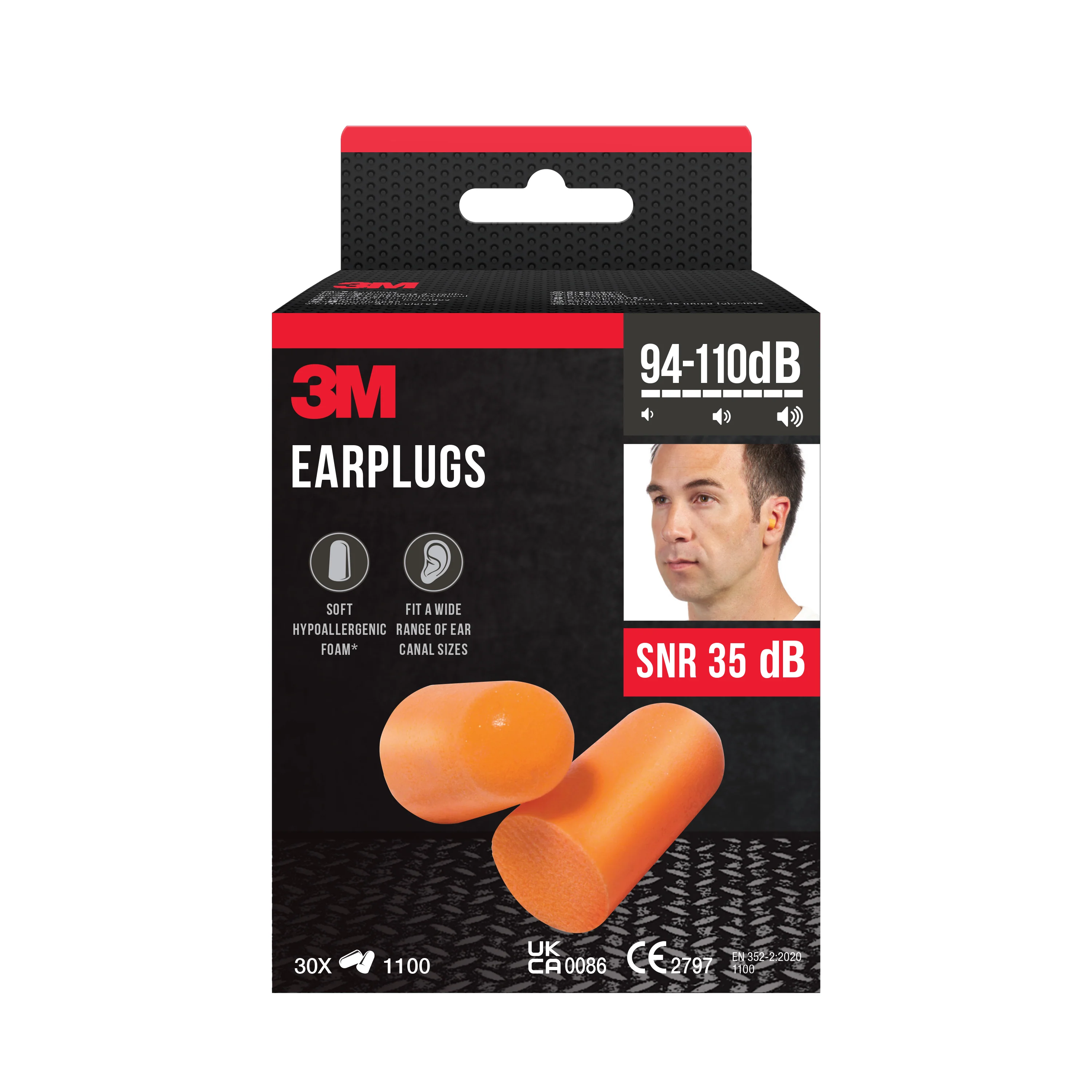1100 - Bouchons d'Oreille Orange - 1 pack de 50 paires Orange SNR 35 dB - Image 2
