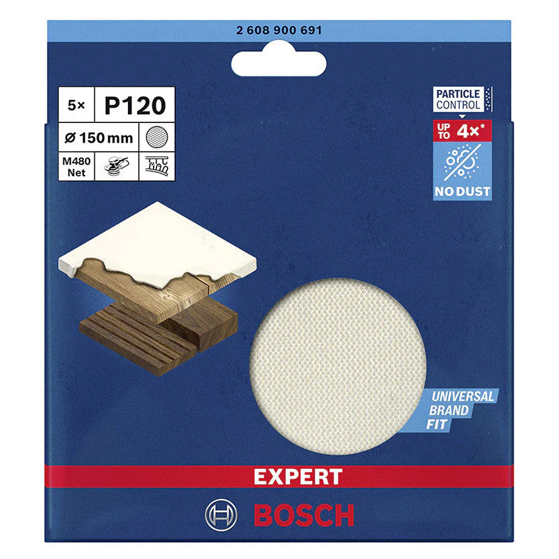5 Disques abrasifs Ø150 mm BOSCH Expert M480 Grain 120 - Image 3
