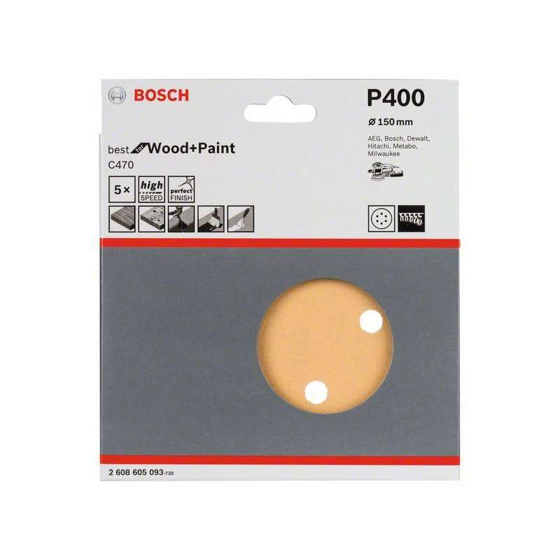 5 feuilles abrasives BOSCH Professional C470 Best for Wood and Paint pour ponceuses excentriques Ø 150mm - 6 trous - Image 10