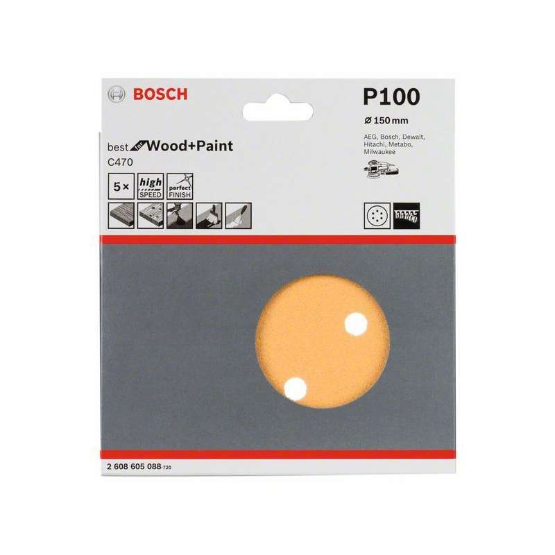 5 feuilles abrasives BOSCH Professional C470 Best for Wood and Paint pour ponceuses excentriques Ø 150mm - 6 trous - Image 5