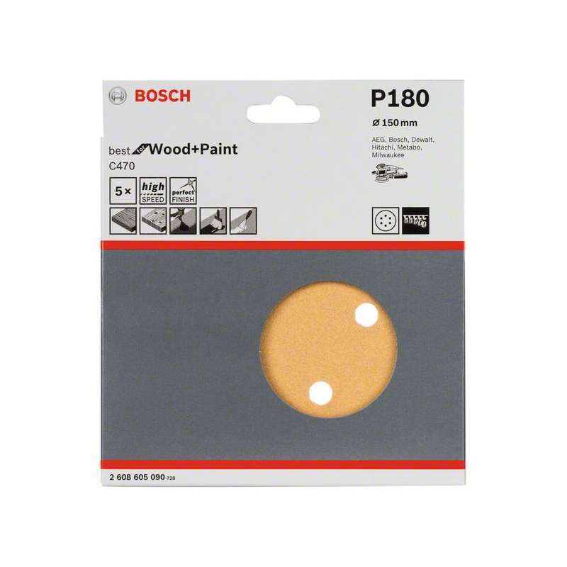 5 feuilles abrasives BOSCH Professional C470 Best for Wood and Paint pour ponceuses excentriques Ø 150mm - 6 trous - Image 7