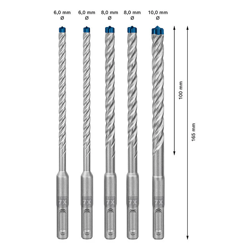 5 Forets BOSCH 2608900198 Robust Line SDS-plus-7X pour perforateur 6 6 8 8 10 mm - Image 3