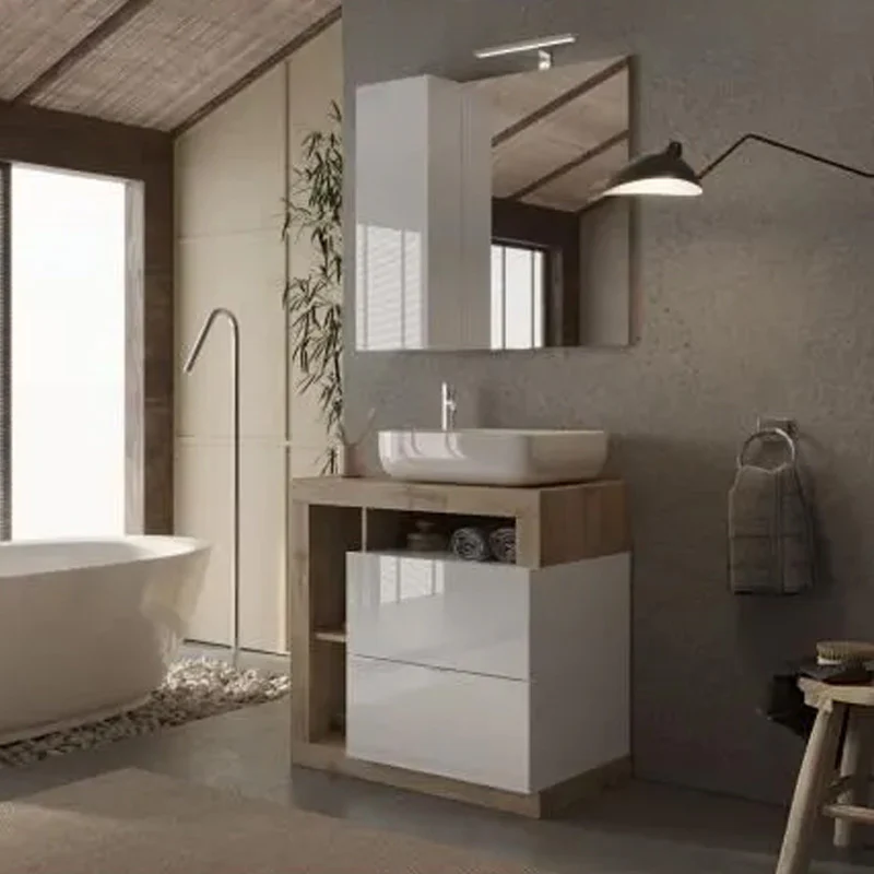 Meuble salle de bain Hambourg L78 Vasque+2 Tiroirs+3 Niches - Image 2