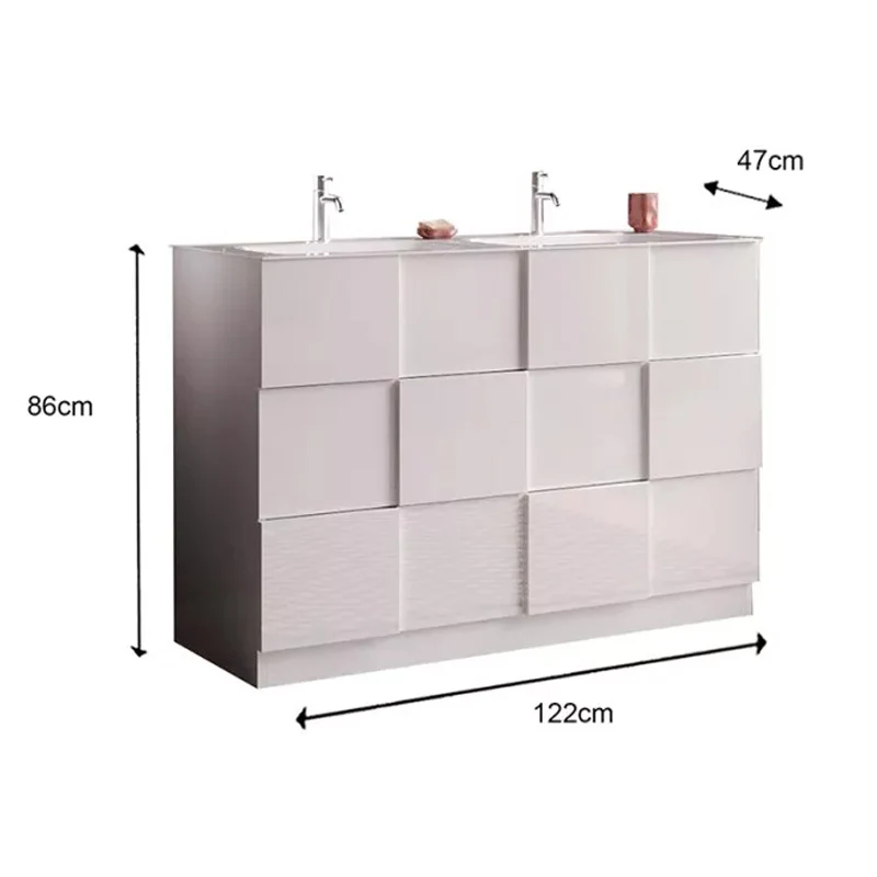 Meuble salle de bain sur pieds ARREDOBAGNO CAMPANELLI 3 tiroirs + double vasque 120cm - Image 3