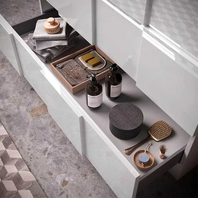 Meuble salle de bain sur pieds ARREDOBAGNO CAMPANELLI 3 tiroirs + double vasque 120cm - Image 4