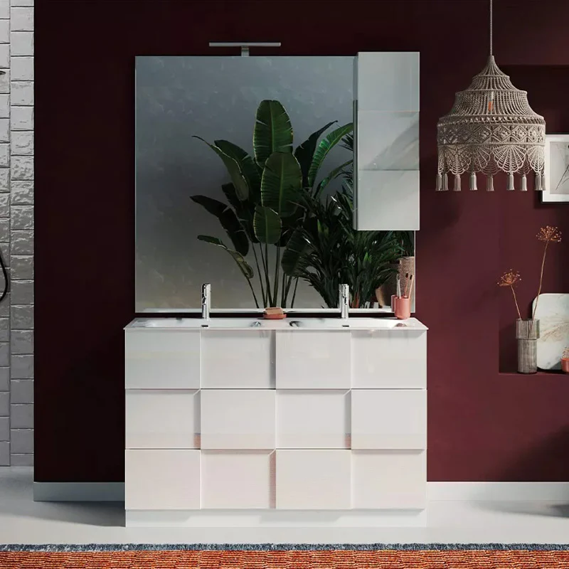 Meuble salle de bain sur pieds ARREDOBAGNO CAMPANELLI 3 tiroirs + double vasque 120cm - Image 6