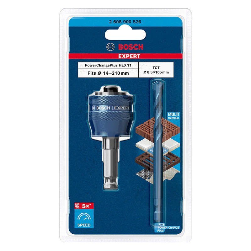 Adaptateur BOSCH 2608900526 Power Change Plus 6 pans 8,5mm + foret de centrage TCT 105mm - Image 3