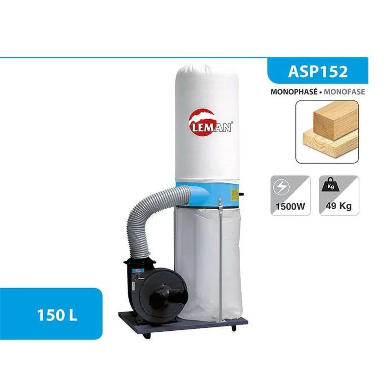 Aspirateur d'atelier à bois 150 litres - LEMAN -  ASP152 - Image 2