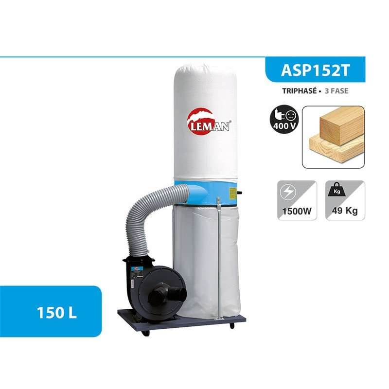 Aspirateur d'atelier à Bois - LEMAN - 150 litres Triphasé -ASP152T - Image 2