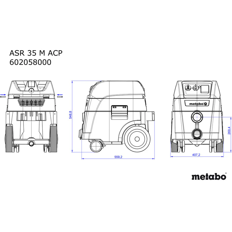 Aspirateur poussière et béton filaire METABO ASR 35 M ACP  Classe M 1400W - Image 5