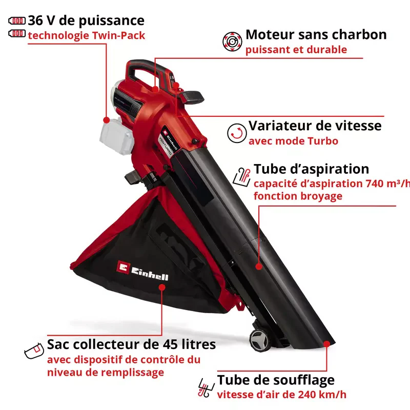 Aspirateur-Souffleur sans fil EINHELL VENTURRO 36/240 (vendu sans batterie) - Image 2