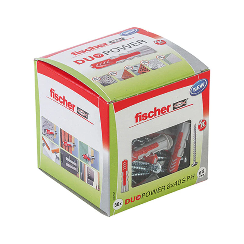 Boîte de 50 chevilles bi-matière FISCHER Duopower PH avec vis - Image 2
