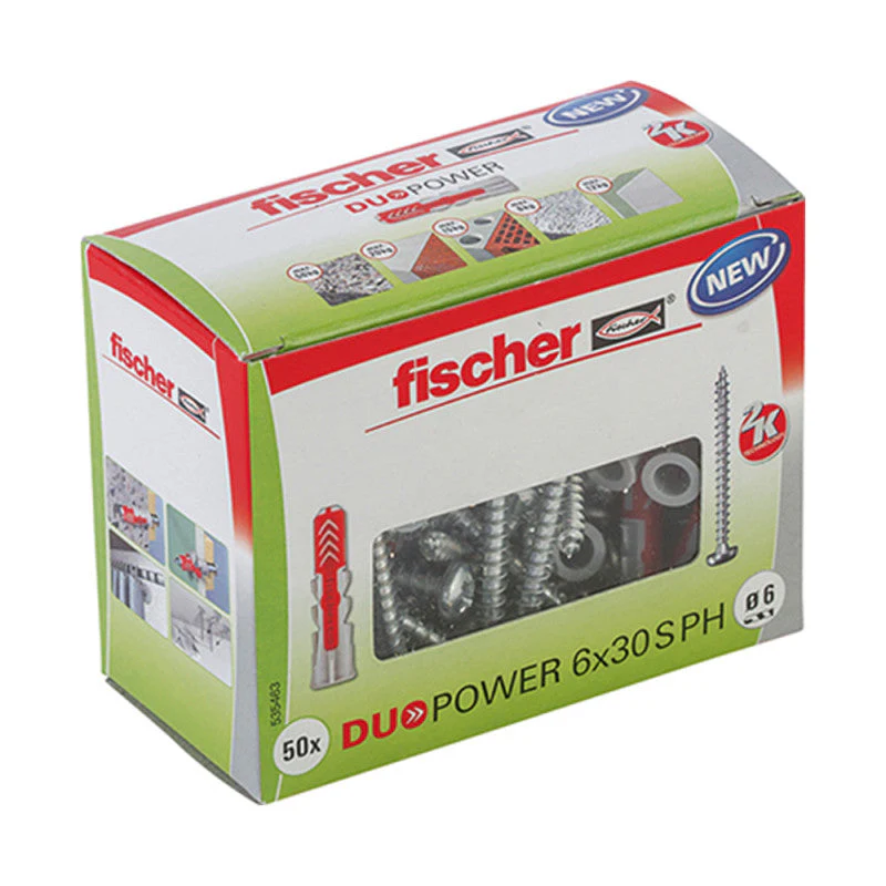 Boîte de 50 chevilles bi-matière FISCHER Duopower PH avec vis - Image 3