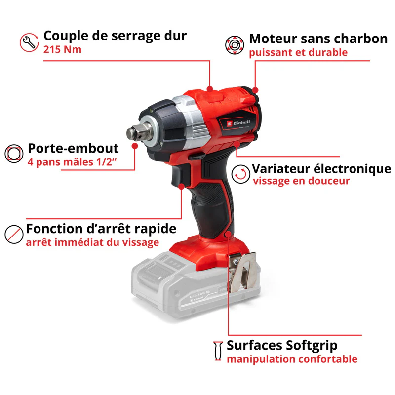Boulonneuse sans fil TE-CW 18 Li BL - Solo Power X-Change EINHELL PROFESSIONAL 4510040 (vendu sans batterie) - Image 2