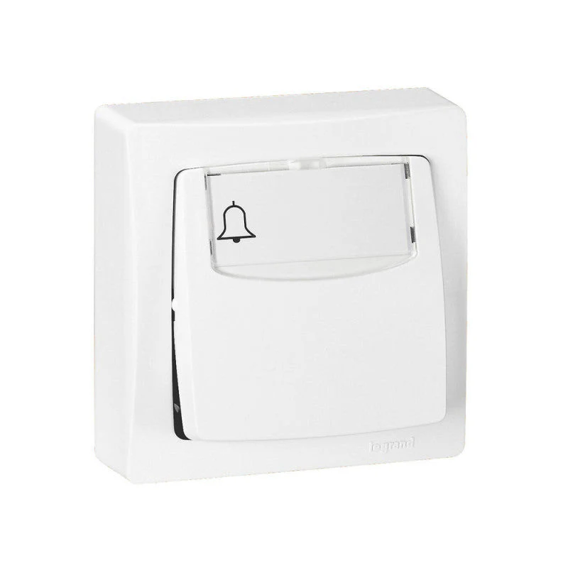 Bouton poussoir LEGRAND avec porte-étiquettes en saillie blanc