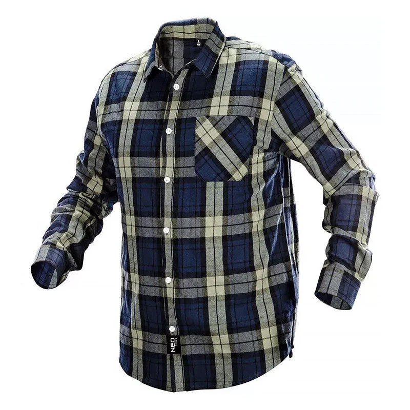 Chemise à carreau homme NEO TOOLS 81-541 bleue olive noire