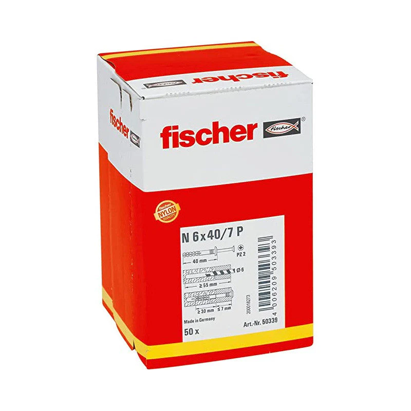 Cheville à frapper FISCHER N-F 5 x 25/1 avec collerette plate et clou à empreinte pozi en acier électrozingué - Image 2