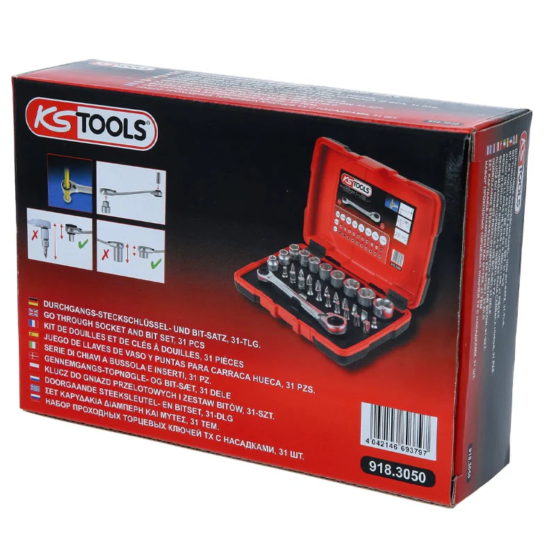 Coffret de douilles traversantes de 5 à 14mm et embouts de vissage 1/4, 31 pcs  - KS TOOLS - 918.3050 - Image 3