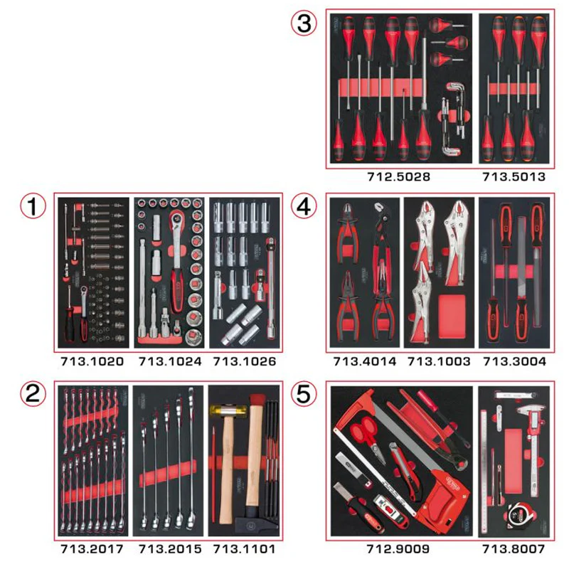 Composition d'outils 5 tiroirs pour servante, 187 pièces  - KS TOOLS - 714.0187 - Image 2