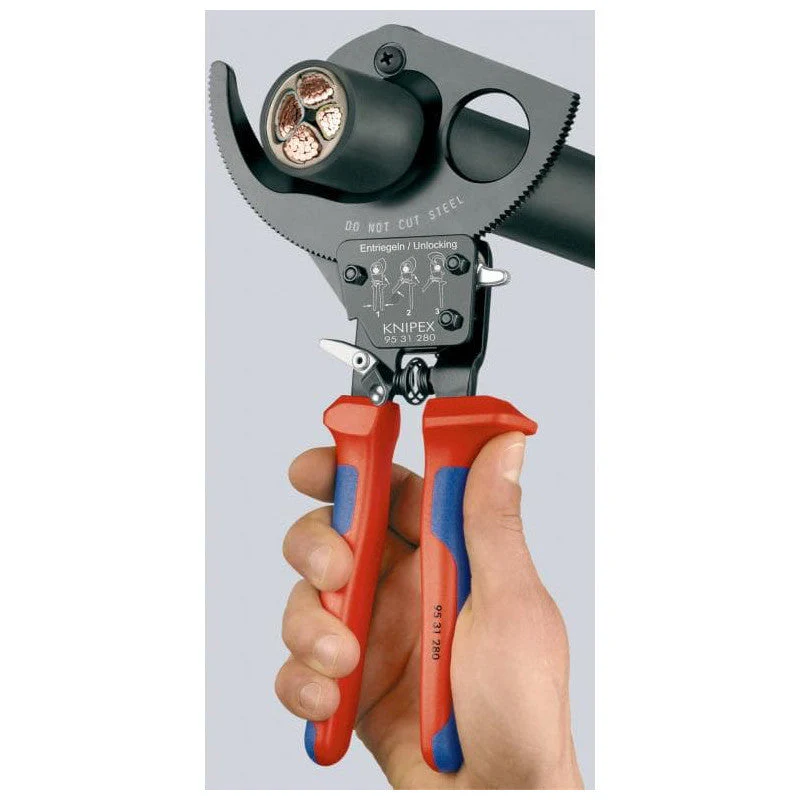 Coupe-câbles à cliquet KNIPEX 95 31 250 250mm 32mm/240mm² - Image 4