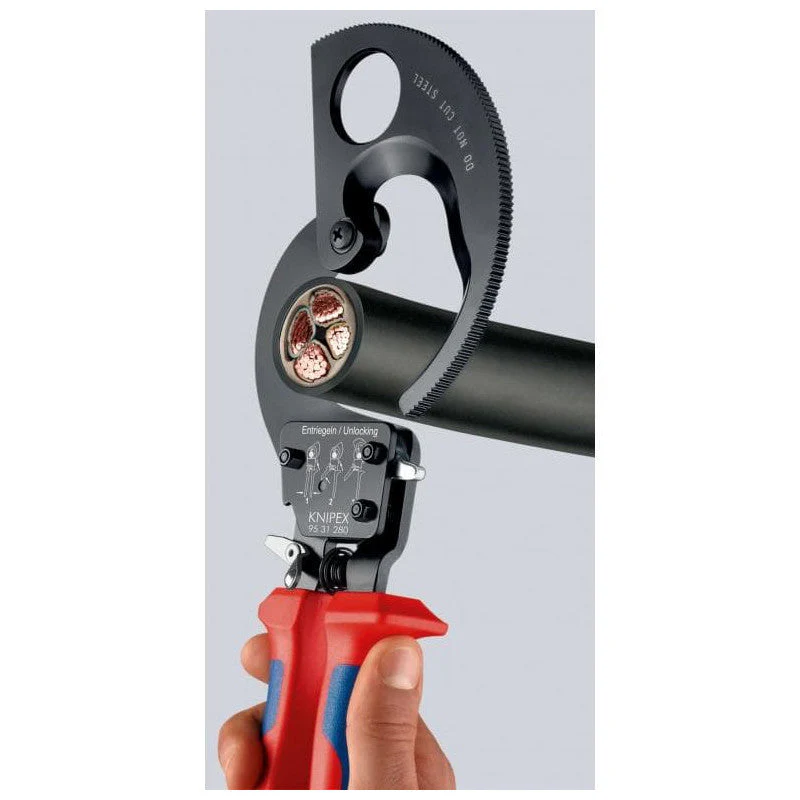 Coupe-câbles à cliquet KNIPEX 95 31 250 250mm 32mm/240mm² - Image 5