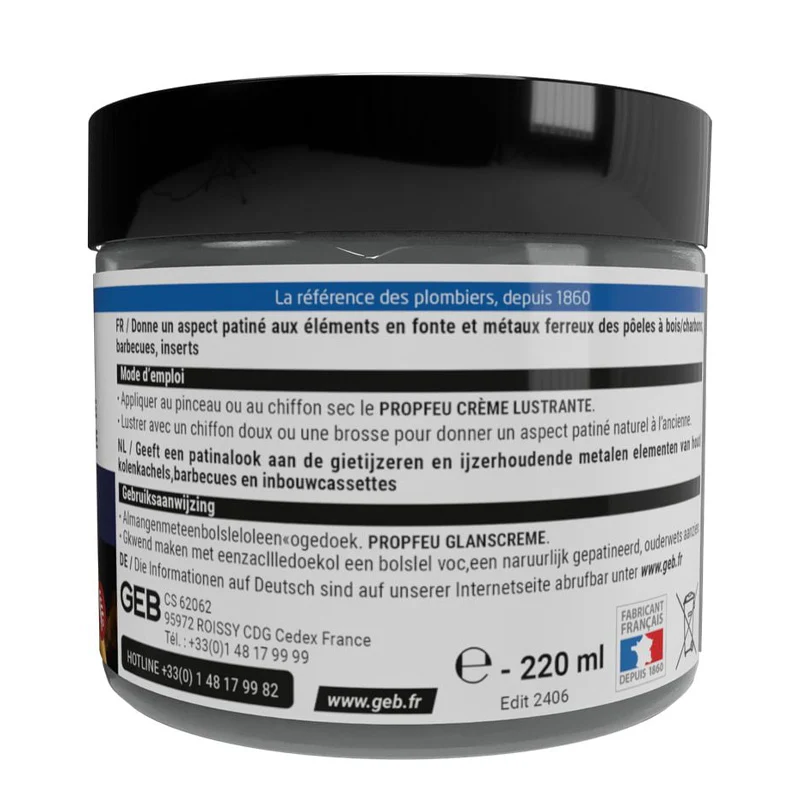 Crème lustrante GEB Propfeu effet patiné pour l’entretien et la protection des fontes et métaux 220ml - Image 7