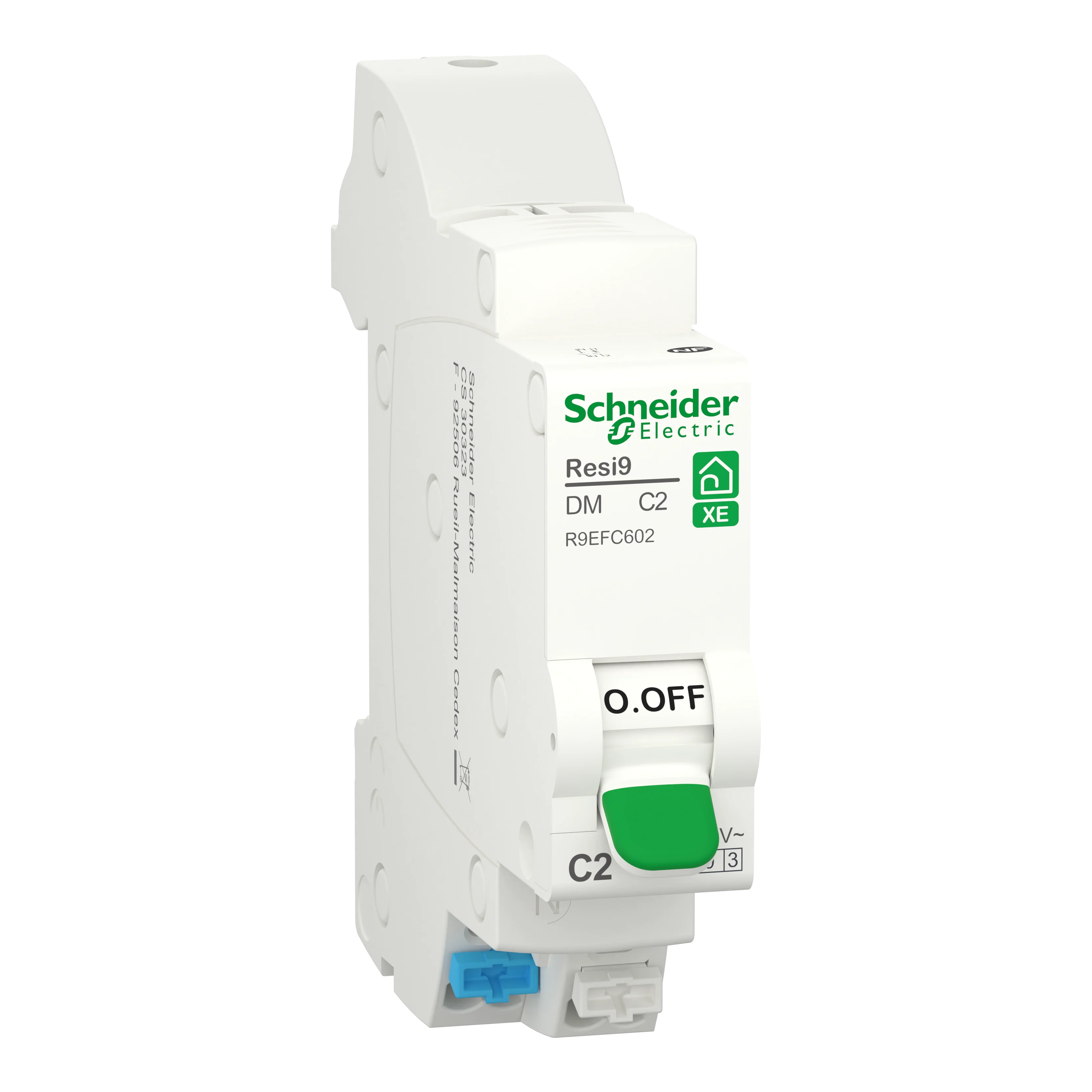 Disjoncteur SCHNEIDER R9EFC602 2A type C Auto 3kA 1P+N embrochable Resi9 XE