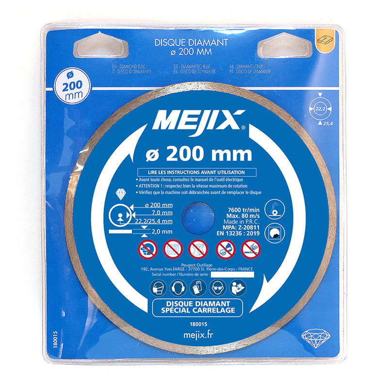 Disque diamant - MEJIX - 180015 - 200 mm BR 25.4/22.2 mm - Image 2