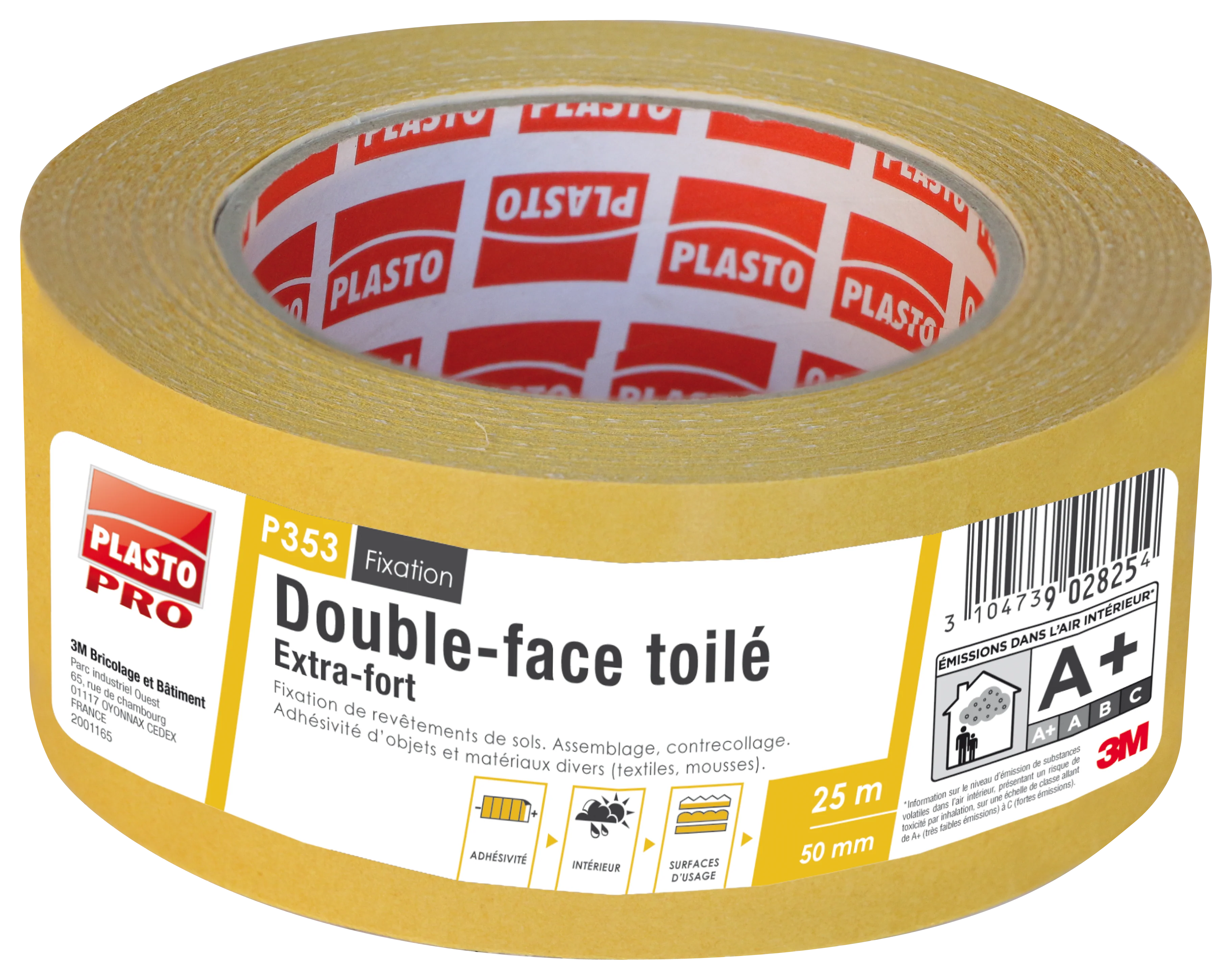Double Face Toilé - P353 Crème 25m x 50mm - Image 2