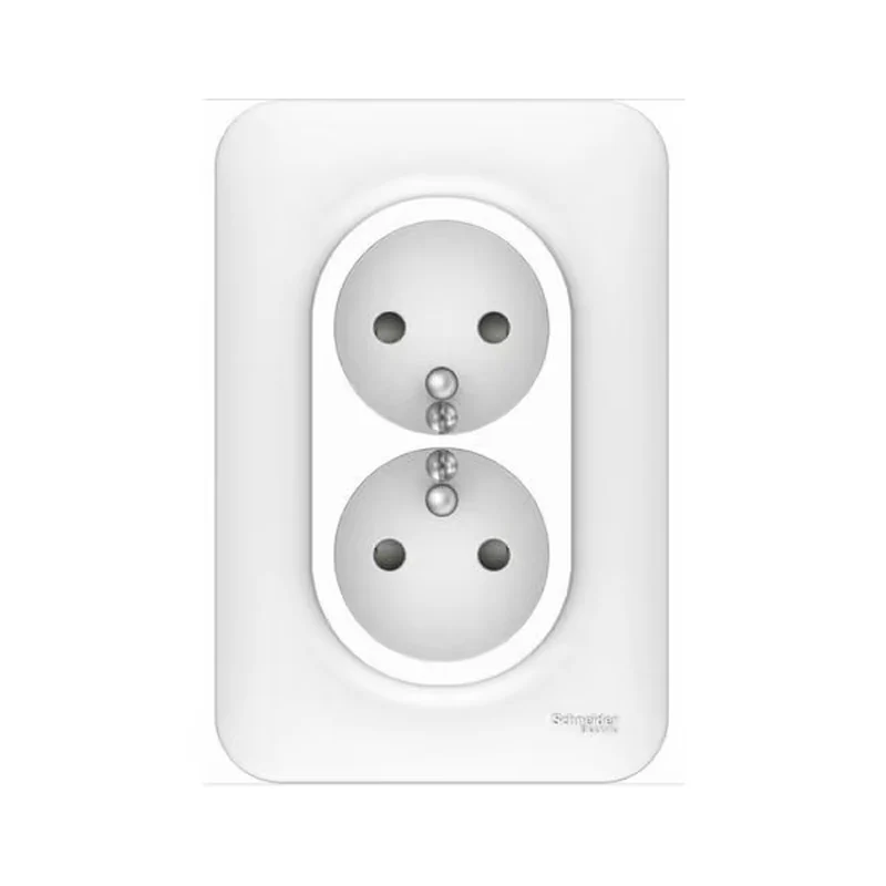 Double prise de courant 2P+T OVALIS SCHNEIDER S262089 avec terre 250V - Image 3