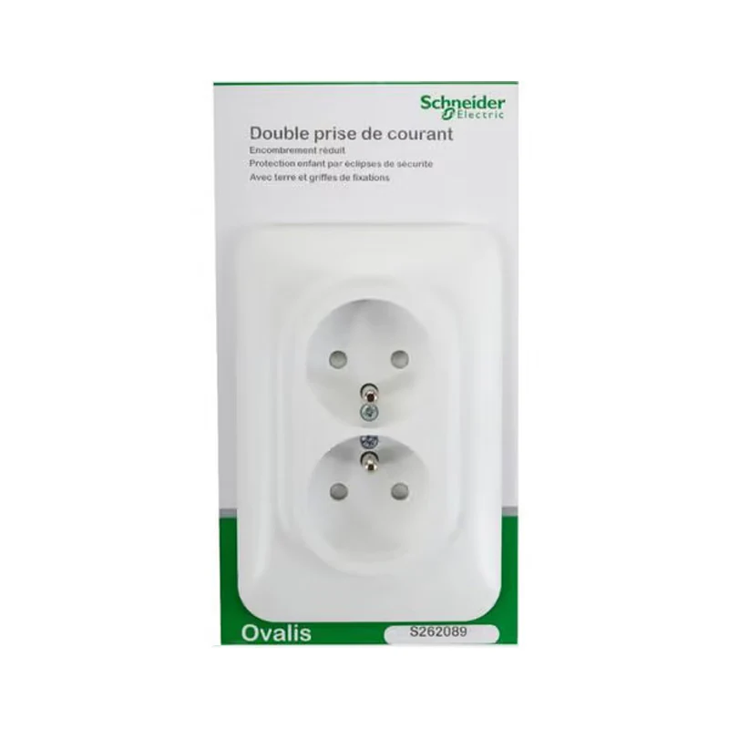 Double prise de courant 2P+T OVALIS SCHNEIDER S262089 avec terre 250V - Image 4