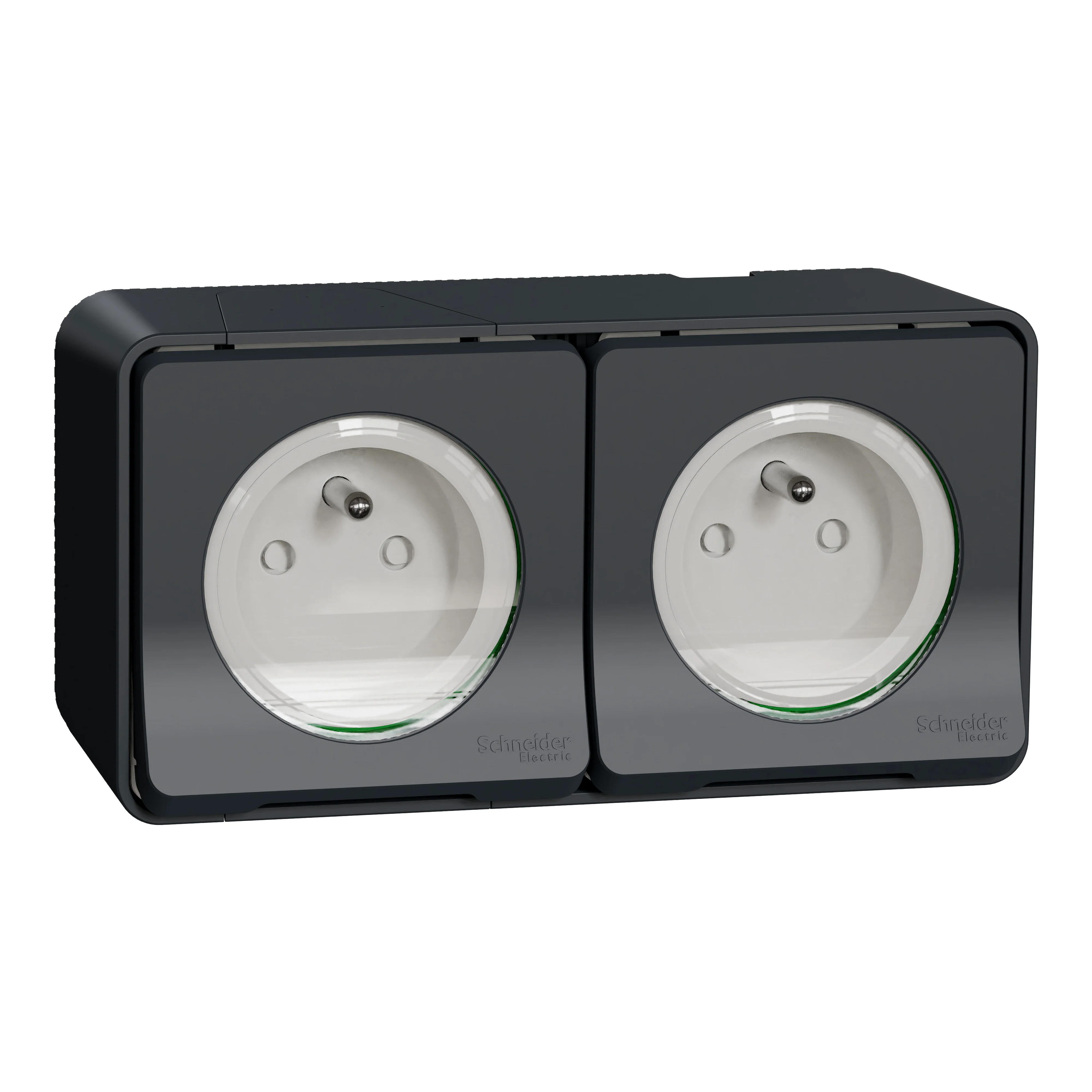 Double prise SCHNEIDER MUR36028 terre étanche complet Mureva gris