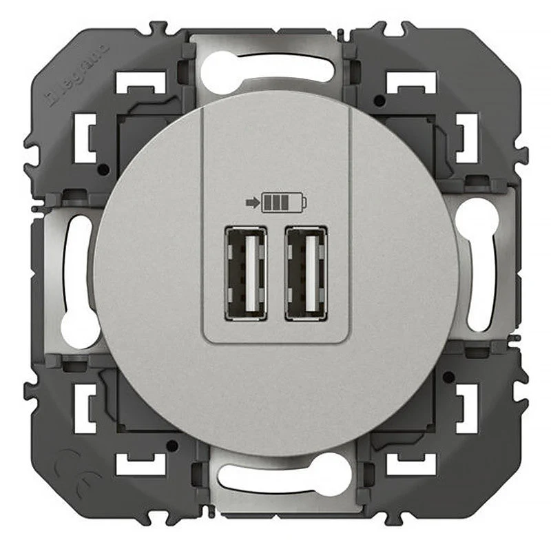 Double prise USB LEGRAND Dooxie alu - Image 2