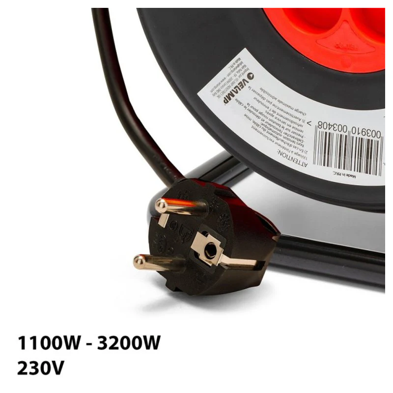 Enrouleur bricolage, 4 prises, H05VV-F3G1.5MM2, 15M , NF,CE - VELAMP - REEL-FR-15 - Image 2