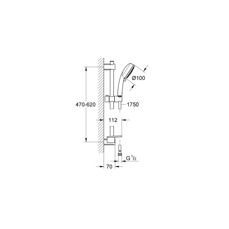 Ensemble VITALIO COMFORT GROHE 26097000 - douchette 3 jets + barre 60 cm + flexible 175 cm - chrome - Image 5