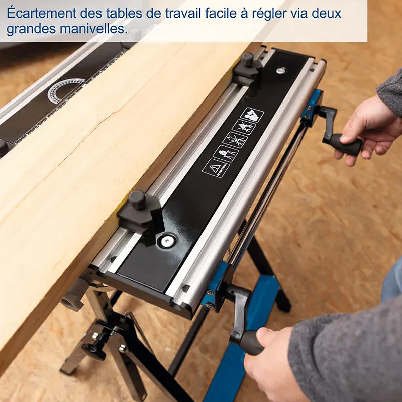 Etabli pliant mobile SCHEPPACH UWB1000 - Charge max 100 kg - Hauteur de travail 770 à 1070 mm - Image 3