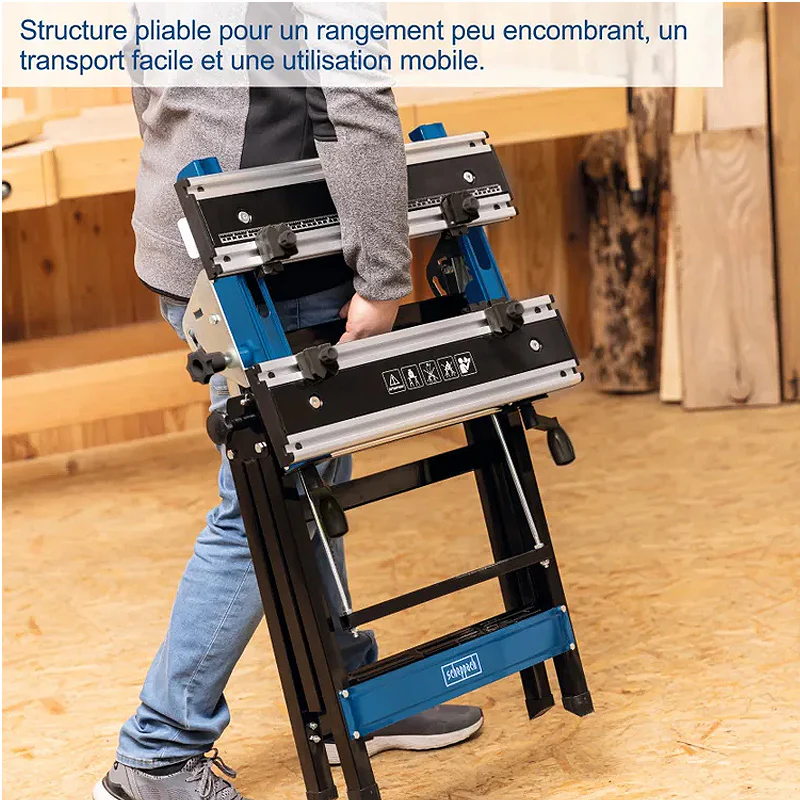 Etabli pliant mobile SCHEPPACH UWB1000 - Charge max 100 kg - Hauteur de travail 770 à 1070 mm - Image 5