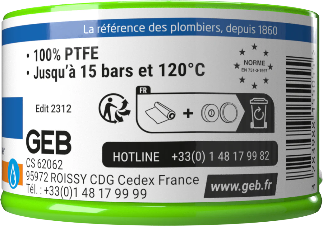 Fil d'étanchéité GEB 100% PTFE pour tous raccords à visser 60m - Image 3