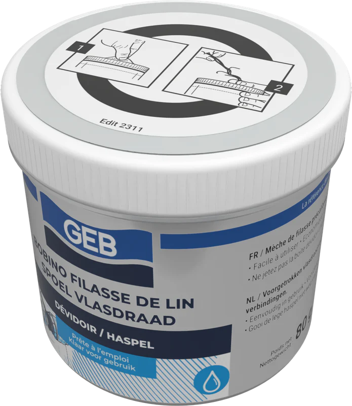 Filasse de lin peigné GEB complément de pâte à joint pour raccords filetés métal 80g - Image 4