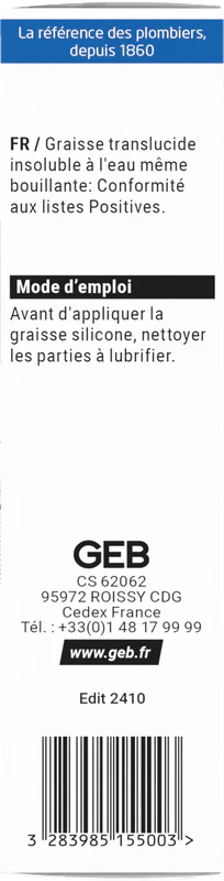 Graisse silicone GEB pour robinetteries tube 20g - Image 3