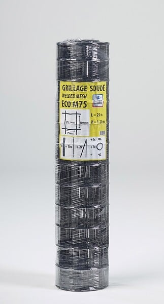 Grillage soudé plastifié M75 - Gris - 1 x 25 m