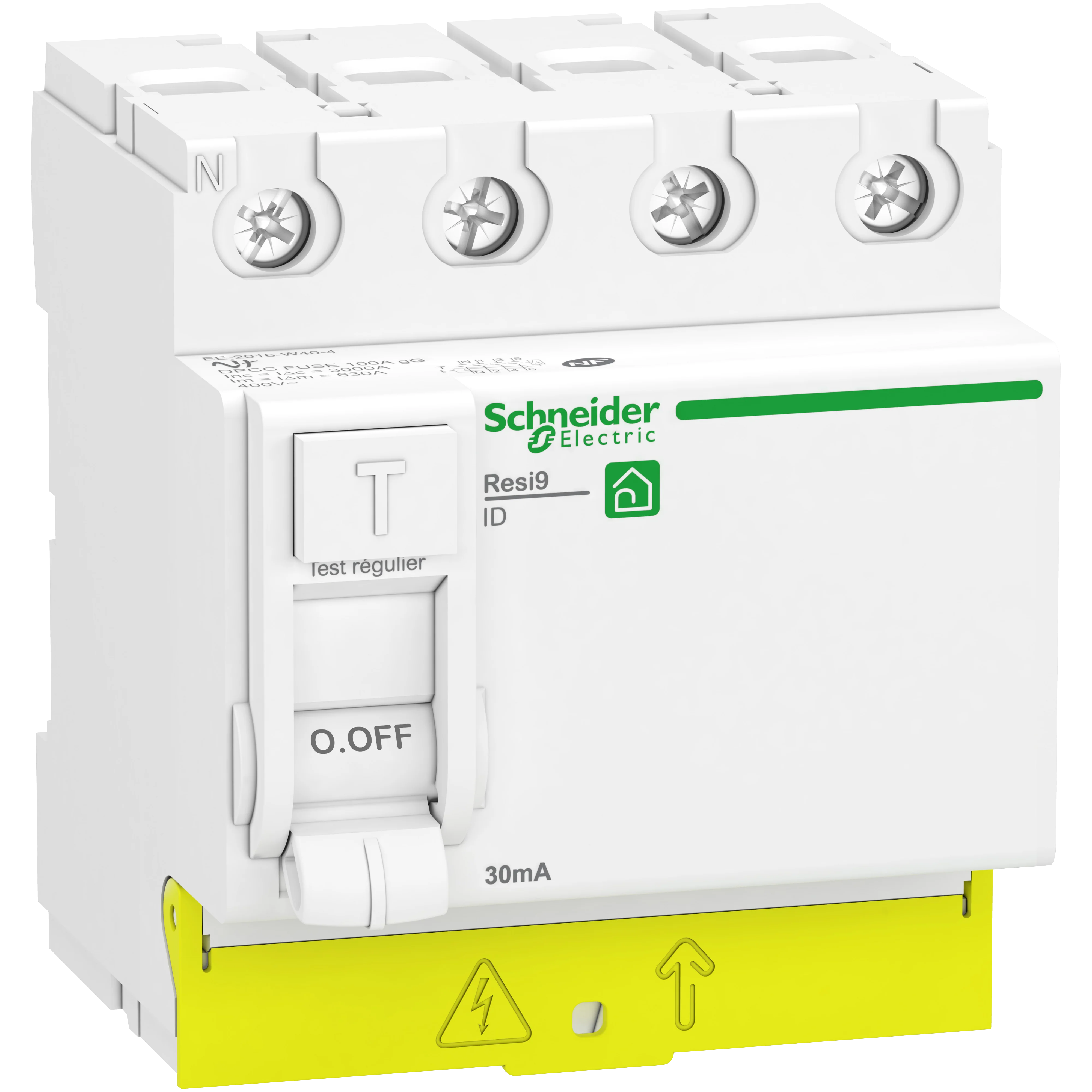 Interrupteur différentiel SCHNEIDER R9PRA440 40A type A 30mA 3P+N peignable Resi9 XP
