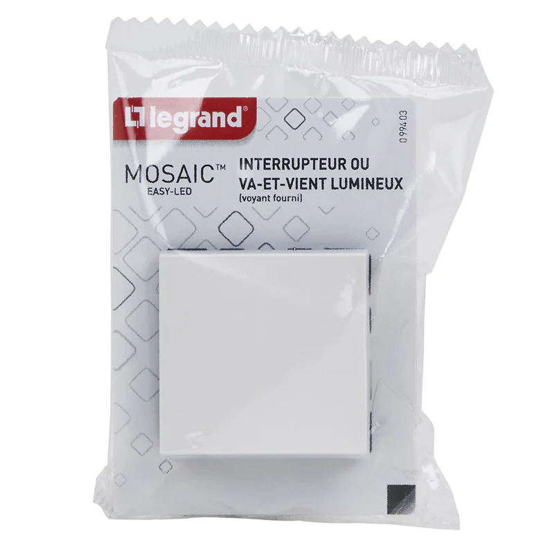 Interrupteur va-et-vient à voyant LEGRAND 099403 Mosaïc 2 modules blanc - Image 3