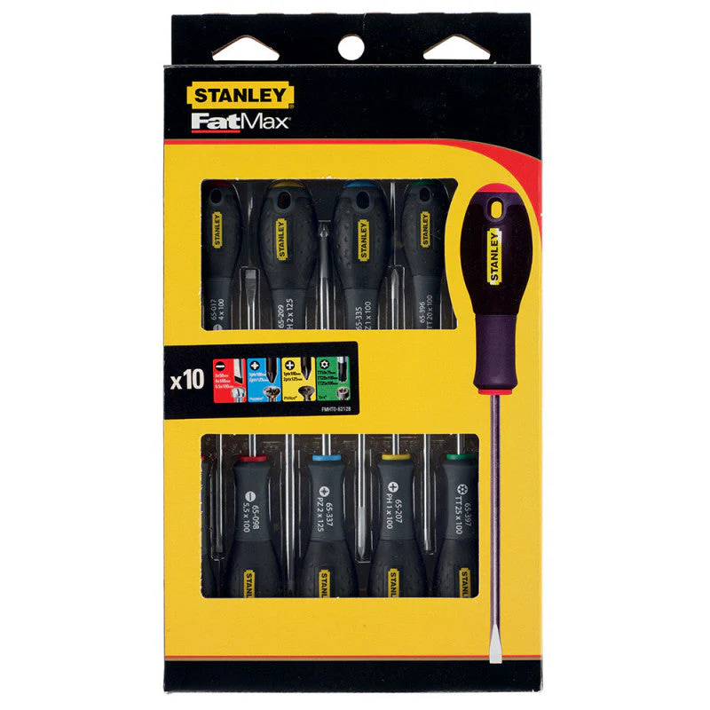 Jeu de 10 tournevis STANLEY FATMAX électricien + mécanicien - phillips + pozidriv + torx - Image 2