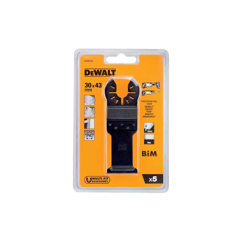 Jeu de 5 lames bi-métal pour multi-cutter 30x43mm DEWALT DT20723-QZ - Image 3