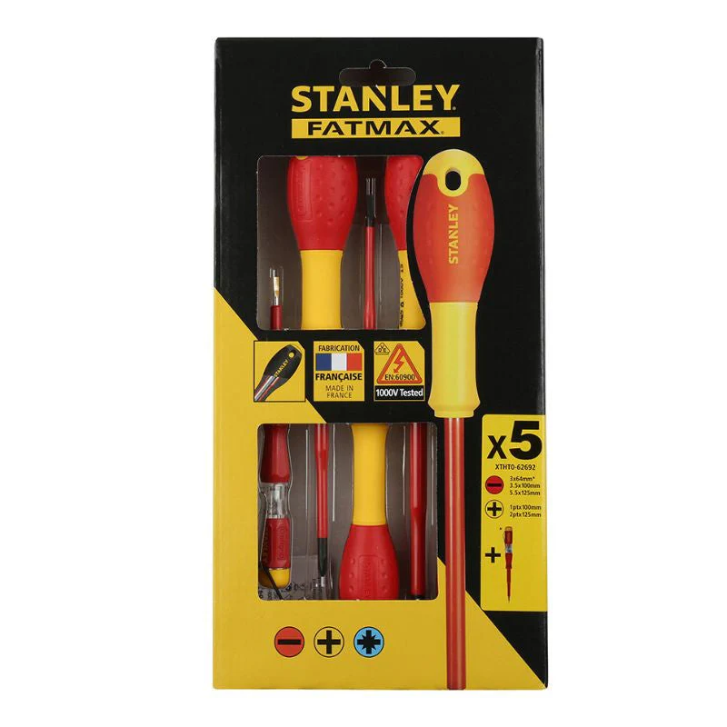 Jeu de 5 tournevis SLIM isolés 1000V electricien STANLEY XTHT0-62692 + testeur - Image 3
