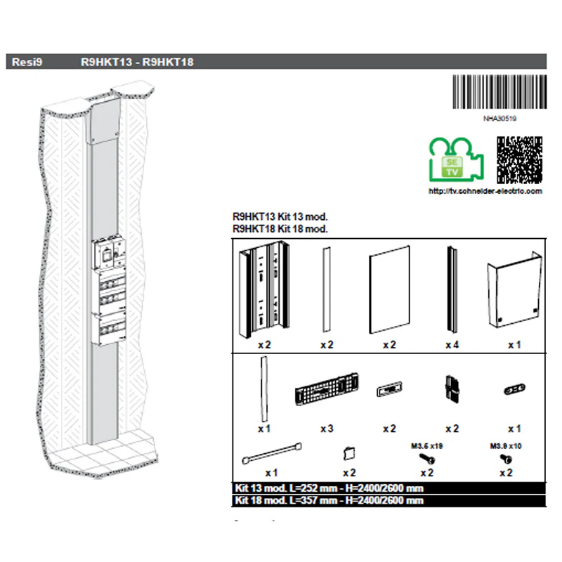 Kit goulotte SCHNEIDER R9HKT18 18M - 2 parties - corps - capot - cloisons - capot ERDF Resi9 - Image 2