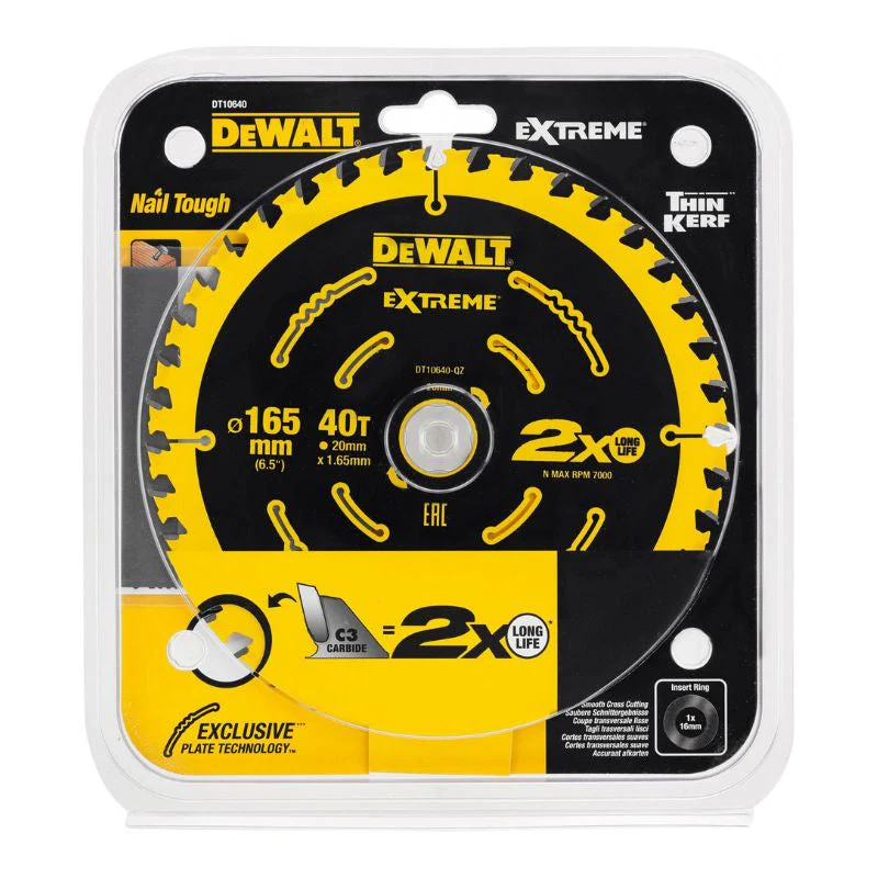 Lame de scie circulaire Ø165 x 20 mm DEWALT EXTREME DT10640-QZ 40T ATB 5° - Image 2