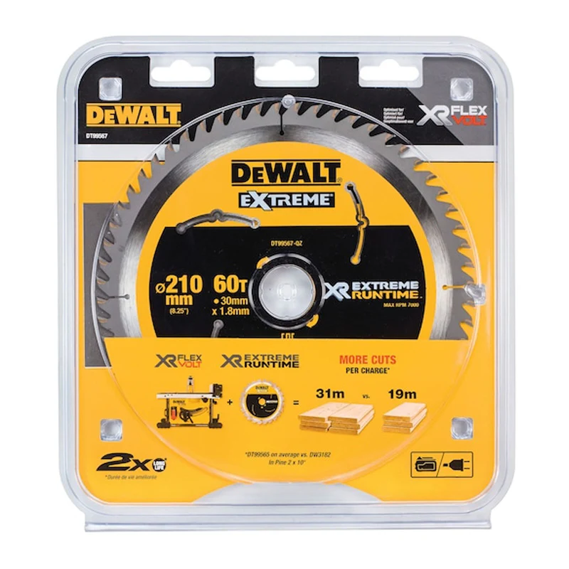 Lame de scie circulaire stationnaire DEWALT DT99567-QZ Carbure XR Runtime Ø210x30mm, 60 dents - Image 2