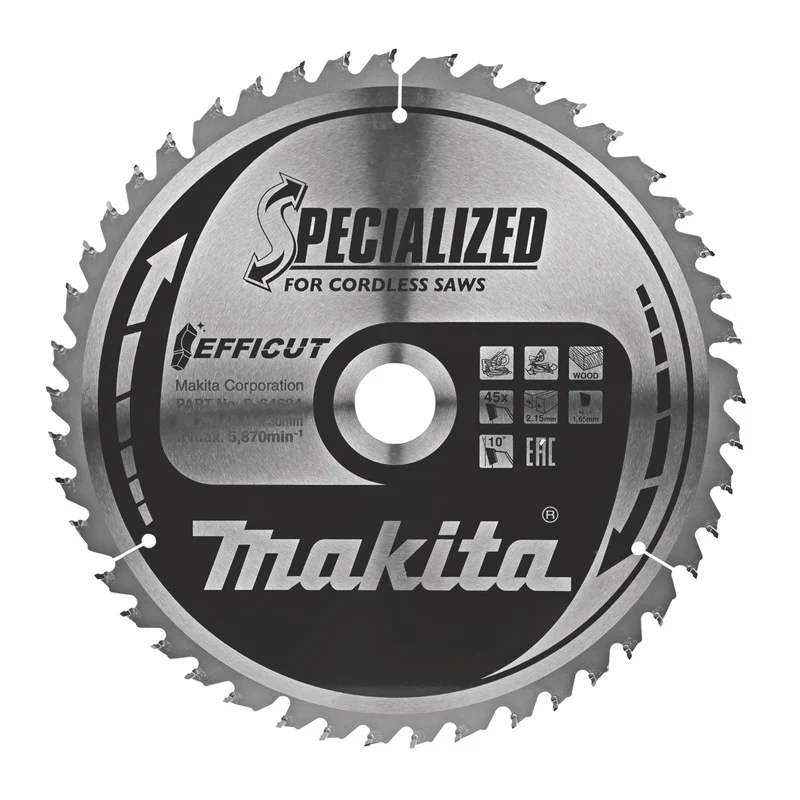 Lames carbure "EFFICUT" pour bois, pour scies radiales à batterie MAKITA